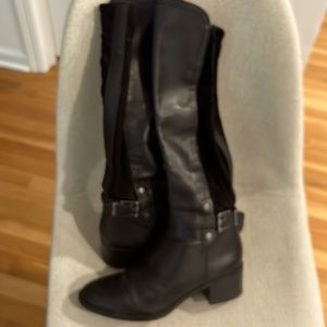 Franco Sarto 8.5 black leather and fabric boots